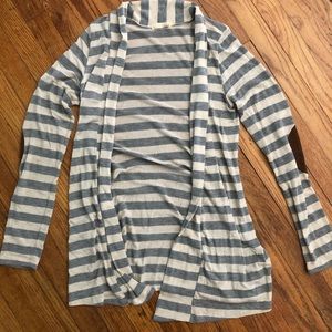 Striped Boutique Cardigan With Elbow Patches, M/L